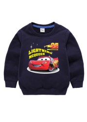 Autumn Children Girls Clothes Cartoon Lightning McQueen Cars Printed Long Sleeve Sweatshirt Casual Teenagers Boys Tops