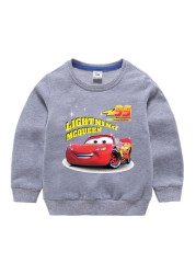 Autumn Children Girls Clothes Cartoon Lightning McQueen Cars Printed Long Sleeve Sweatshirt Casual Teenagers Boys Tops