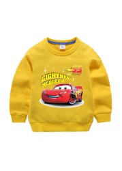 Autumn Children Girls Clothes Cartoon Lightning McQueen Cars Printed Long Sleeve Sweatshirt Casual Teenagers Boys Tops