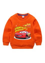 Autumn Children Girls Clothes Cartoon Lightning McQueen Cars Printed Long Sleeve Sweatshirt Casual Teenagers Boys Tops