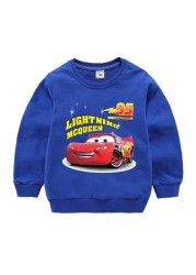 Autumn Children Girls Clothes Cartoon Lightning McQueen Cars Printed Long Sleeve Sweatshirt Casual Teenagers Boys Tops