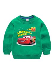 Autumn Children Girls Clothes Cartoon Lightning McQueen Cars Printed Long Sleeve Sweatshirt Casual Teenagers Boys Tops