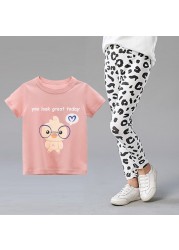 2pcs Kids Clothes Set Summer T-shirt Leggings Little Girl Print T-shirt and Pants Outfits Baby Girl Leggings