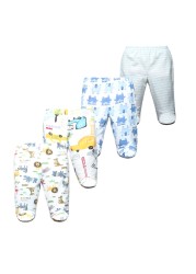 3/4/5pcs/lot Newborn Baby Pants Soft Cotton Cartoon Boys Pants Four Seasons Feet Baby Girls Pants Stripe Baby Trousers 0-12M