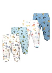 3/4/5pcs/lot Newborn Baby Pants Soft Cotton Cartoon Boys Pants Four Seasons Feet Baby Girls Pants Stripe Baby Trousers 0-12M