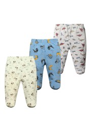 3/4/5pcs/lot Newborn Baby Pants Soft Cotton Cartoon Boys Pants Four Seasons Feet Baby Girls Pants Stripe Baby Trousers 0-12M