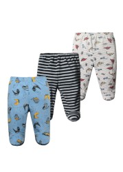 3/4/5pcs/lot Newborn Baby Pants Soft Cotton Cartoon Boys Pants Four Seasons Feet Baby Girls Pants Stripe Baby Trousers 0-12M