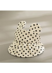 2022 summer baby hats rabbit ears sun hat for boys girls dots printed beach hat 6-24m casual baseball cap newborn accessories