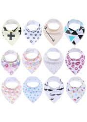 12packs/lot 100% Cotton Bandana Bibs for Drooling Teething Newborn Infant Adjstable Snaps Absorbent Baby Bibs