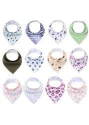 12packs/lot 100% Cotton Bandana Bibs for Drooling Teething Newborn Infant Adjstable Snaps Absorbent Baby Bibs