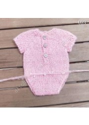 Newborn Photography Accessories Hand Knitted Newborn Headband and Panties Skirt