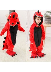 Winter Kigurumi Kigurumi Soft Warm Soft Flannel Pajamas Cartoon Animal Hooded Pajamas Boys Unicorn Pajamas Girls Kids Sleepwear