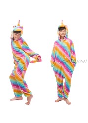 Winter Kigurumi Kigurumi Soft Warm Soft Flannel Pajamas Cartoon Animal Hooded Pajamas Boys Unicorn Pajamas Girls Kids Sleepwear