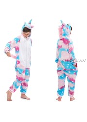 Winter Kigurumi Kigurumi Soft Warm Soft Flannel Pajamas Cartoon Animal Hooded Pajamas Boys Unicorn Pajamas Girls Kids Sleepwear