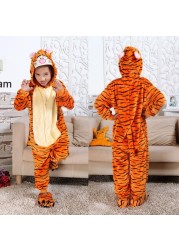 Winter Kigurumi Kigurumi Soft Warm Soft Flannel Pajamas Cartoon Animal Hooded Pajamas Boys Unicorn Pajamas Girls Kids Sleepwear