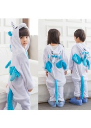 Winter Kigurumi Kigurumi Soft Warm Soft Flannel Pajamas Cartoon Animal Hooded Pajamas Boys Unicorn Pajamas Girls Kids Sleepwear