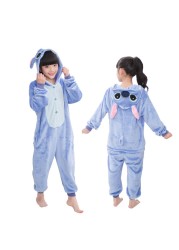 Winter Kigurumi Kigurumi Soft Warm Soft Flannel Pajamas Cartoon Animal Hooded Pajamas Boys Unicorn Pajamas Girls Kids Sleepwear