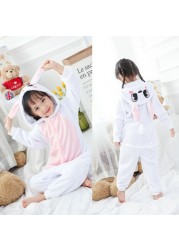 Winter Kigurumi Kigurumi Soft Warm Soft Flannel Pajamas Cartoon Animal Hooded Pajamas Boys Unicorn Pajamas Girls Kids Sleepwear