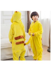 Winter Kigurumi Kigurumi Soft Warm Soft Flannel Pajamas Cartoon Animal Hooded Pajamas Boys Unicorn Pajamas Girls Kids Sleepwear