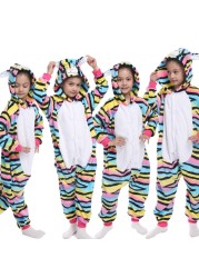 Winter Kigurumi Kigurumi Soft Warm Soft Flannel Pajamas Cartoon Animal Hooded Pajamas Boys Unicorn Pajamas Girls Kids Sleepwear