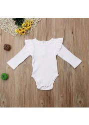 Baby Girls Ruffles Short Clothes Newborn 0-2 Years Baby Girls Long Sleeve Jumpsuit Baby Clothes