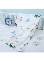 Baby Muslin Soft Cotton Receiving Blanket Infants Cartoon Printed Swaddle Wrap