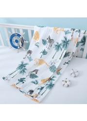 Baby Muslin Soft Cotton Receiving Blanket Infants Cartoon Printed Swaddle Wrap