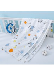 Baby Muslin Soft Cotton Receiving Blanket Infants Cartoon Printed Swaddle Wrap