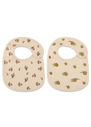 2pcs Baby Feeding Baby Bib Cartoon Printed Saliva Towel Scarf Bandana Waterproof Soft Cotton Snap Button Burp Clothes Bandana