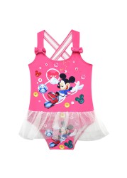 Summer Disney Unicorn Mickey Mouse Cosplay Children's Swimwear For Girls The Little Mermaid Bikini Beach Swimwear Holiday Outfit