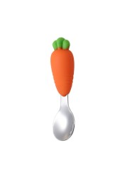 Baby Stainless Steel Silicone Cutlery Feeding Set Children Straw Cutlery Carrot Set Split Training Plate Spoon Fork Dinner Plate