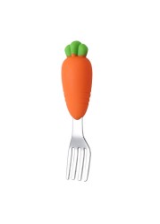 Baby Stainless Steel Silicone Cutlery Feeding Set Children Straw Cutlery Carrot Set Split Training Plate Spoon Fork Dinner Plate