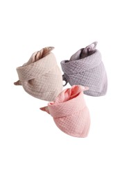 3pcs Baby Feeding Saliva Bib Saliva Towel Triangle Scarves Bandana Soft Cotton Bib Adjustable Snap Button Burp Cloth