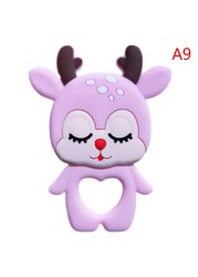 Baby Silicone Teether Christmas Tree Sika Deer Baby Fidget Toys Snowflake Pacifier Chain Food Grade Silicone Baby Accessories