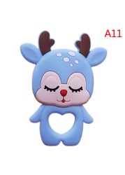 Baby Silicone Teether Christmas Tree Sika Deer Baby Fidget Toys Snowflake Pacifier Chain Food Grade Silicone Baby Accessories