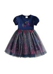 DXTON-Girls Summer Dresses Princess Kids Clothes Flying Sleeve Unicorn Dress 2021