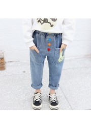 Kids Long Denim Pants Baby Jeans For Girls Spring Autumn Cartoon Jeans Baby Girl Casual Style Toddler Children Trousers