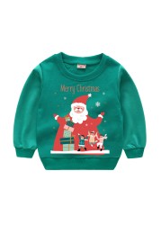 Christmas Children's Clothing Boys Girls Sweater Long Sleeve Sweatshirts Pullover Tops Cartoon Santa Snowman Print