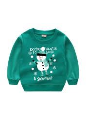 Christmas Children's Clothing Boys Girls Sweater Long Sleeve Sweatshirts Pullover Tops Cartoon Santa Snowman Print