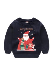 Christmas Children's Clothing Boys Girls Sweater Long Sleeve Sweatshirts Pullover Tops Cartoon Santa Snowman Print