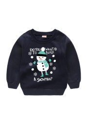 Christmas Children's Clothing Boys Girls Sweater Long Sleeve Sweatshirts Pullover Tops Cartoon Santa Snowman Print