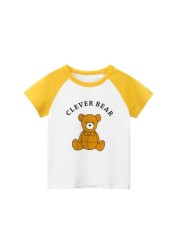 summer new shirt for boys girls boys cotton t-shirts tee baby short sleeve tshirt cartoon animal tops funny print children clothes