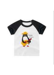 summer new shirt for boys girls boys cotton t-shirts tee baby short sleeve tshirt cartoon animal tops funny print children clothes