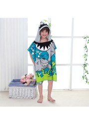 Children Cartoon Baby Hooded Cloak Beach Towel Boys Girls Kids Swimming Bath Towel Microfiber Terry Infant Bathing Wrap Bathrobe