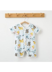 YG newborn tight jumpsuit boys summer clothes girls cotton foreign style printed thin baby short-sleeved jumpsuit summer style