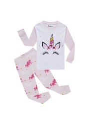 Disney Princess Pajamas Sets Cotton Snow White Girls Sleepwear Unicorn Sleepwear 2-8 Years Kids Children's Sleepwear Set