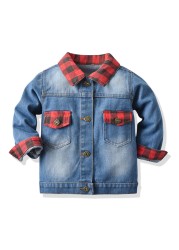 Kids Boys Girls Denim Hooded Jackets Casual Fake Two Jacket Coat Children Cowboy Zipper Outerwear JYF