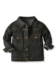 Kids Boys Girls Denim Hooded Jackets Casual Fake Two Jacket Coat Children Cowboy Zipper Outerwear JYF