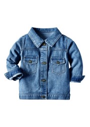 Kids Boys Girls Denim Hooded Jackets Casual Fake Two Jacket Coat Children Cowboy Zipper Outerwear JYF