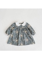 Spring Baby Girls Clothes for 0-4Y Long Sleeve Princess Girls Dresses Floral Girls Dresses Birthday Kids Dress